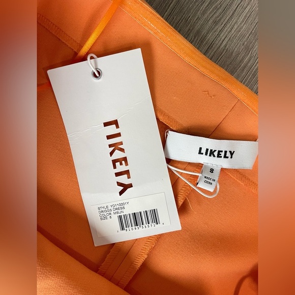 LIKELY Driggs Dress Orange Strapless‎ Ruffle Dress NWT Size 8 - Picture 6 of 9
